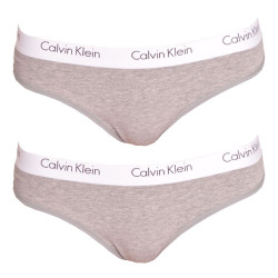 2PACK dámská tanga Calvin Klein šedá (QD3583E-020)