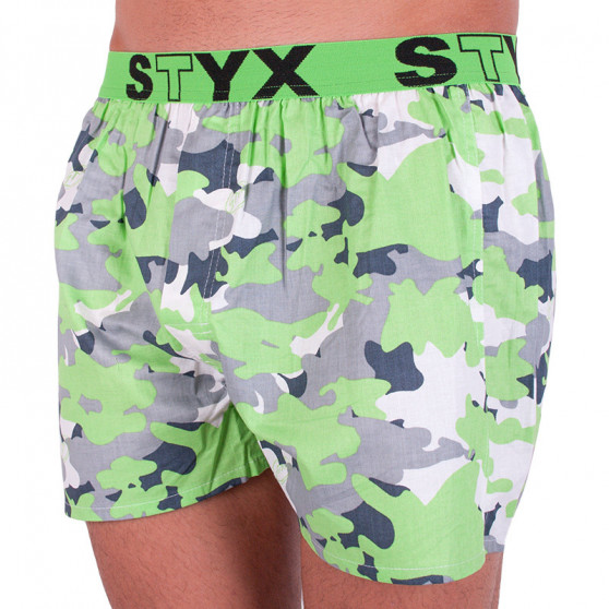 Pánské trenky Styx art sportovní guma zelený maskáč (B559) 