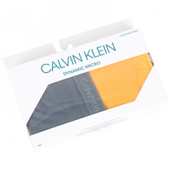 2PACK dámská tanga Calvin Klein vícebarevná (QD3695E-TSR)
