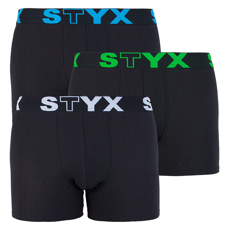 E-shop 3PACK pánské boxerky Styx long sportovní guma černé