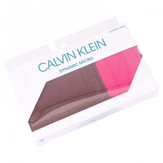 2PACK dámská tanga Calvin Klein vícebarevná (QD3695E-TMU)