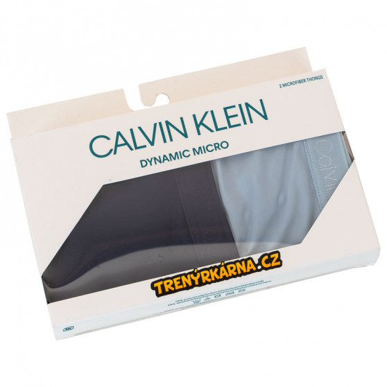 2PACK dámská tanga Calvin Klein modrá (QD3695E-AAN)