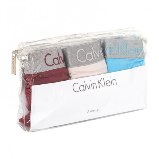 3PACK dámská tanga Calvin Klein vícebarevná (QD3590E-RJV)