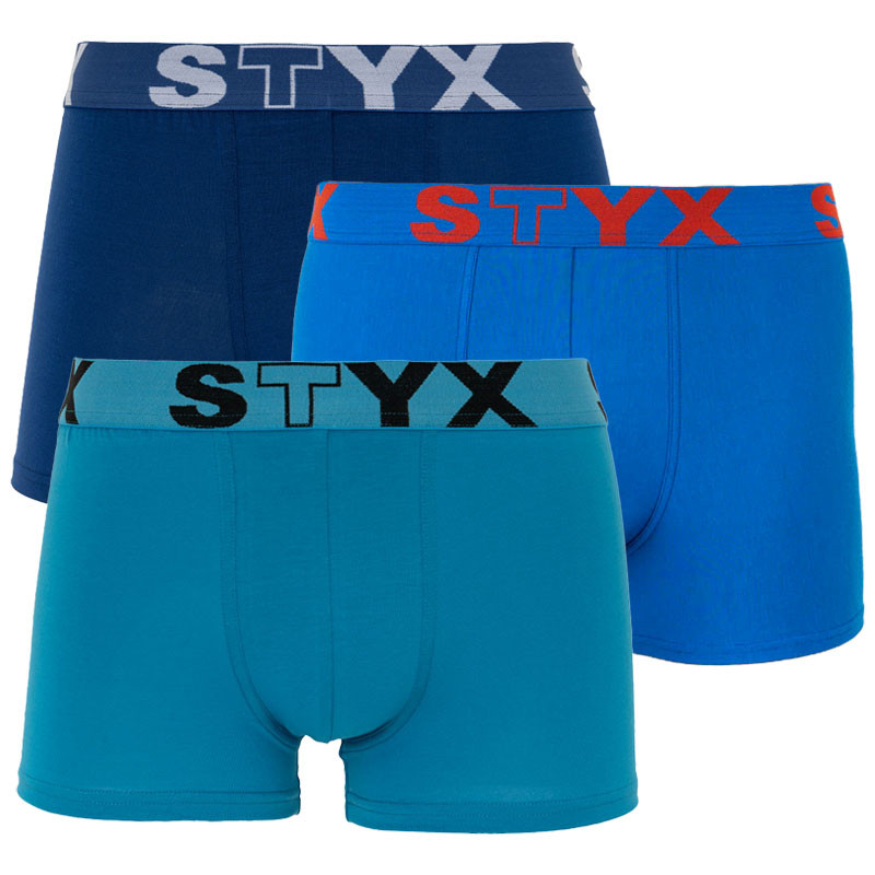 E-shop 3PACK pánské boxerky Styx sportovní guma modré