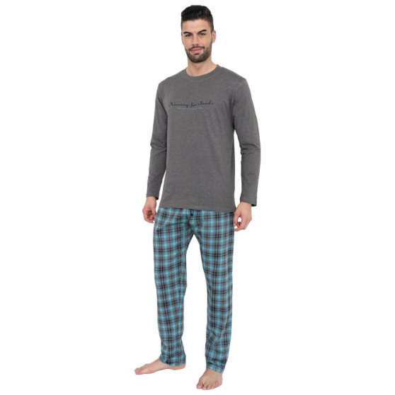 Pánské pyžamo Gino šedo modré (79075)