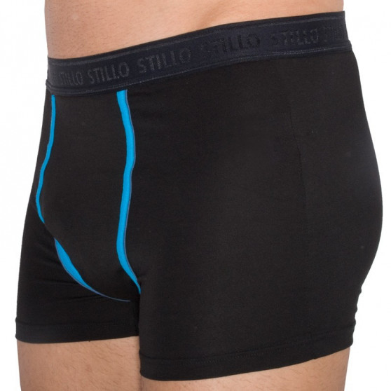 3PACK pánské boxerky Stillo černé s modrým pruhem (STP-0161616)