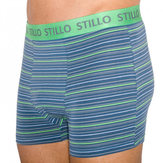 3PACK pánské boxerky Stillo šedé se zelenými proužky (STP-0101010)