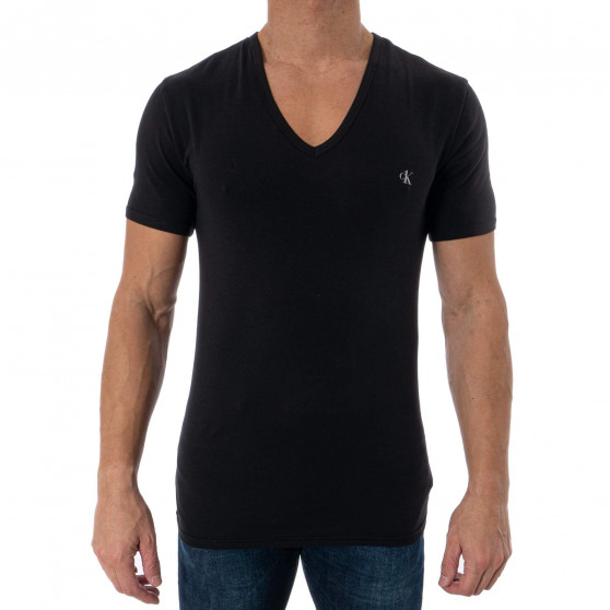 2PACK pánské tričko CK ONE V neck černé (NB2408A-001)