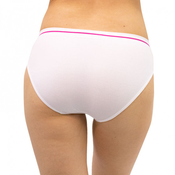 Dámské kalhotky Gina bambusové bílé s růžovým pruhem (00023) 