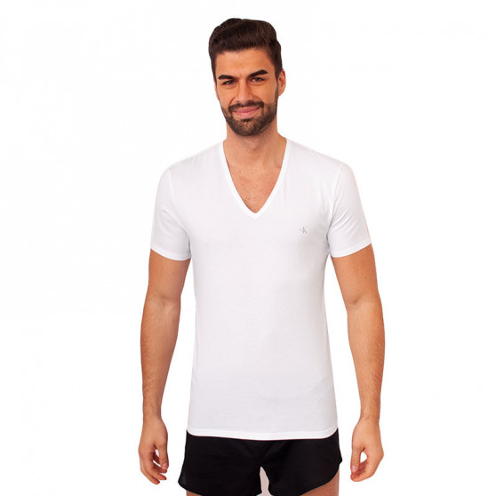 2PACK pánské tričko CK ONE V neck bílé (NB2408A-100)