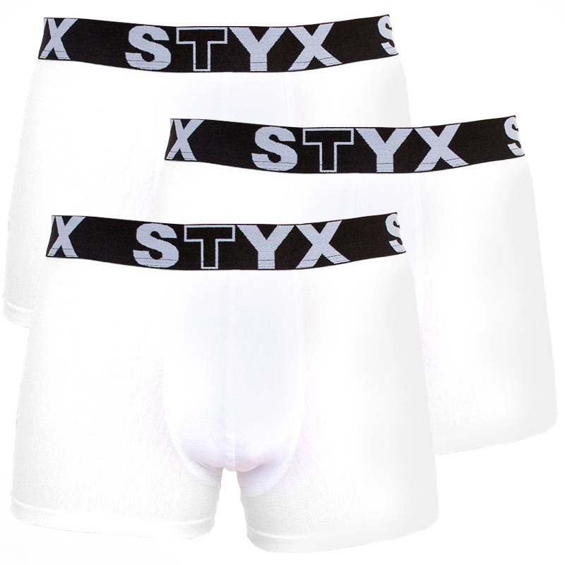 E-shop 3PACK pánské boxerky Styx sportovní guma nadrozměr bílé