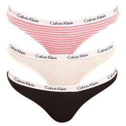3PACK dámská tanga Calvin Klein nadrozměr vícebarevné (QD3800E-W5A)
