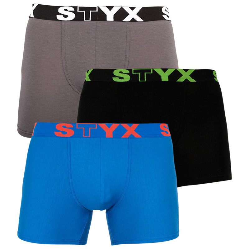 E-shop 3PACK pánské boxerky Styx long sportovní guma vícebarevné