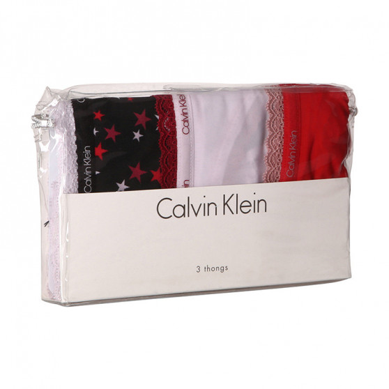3PACK dámská tanga Calvin Klein vícebarevné (QD3802E-W4Z)