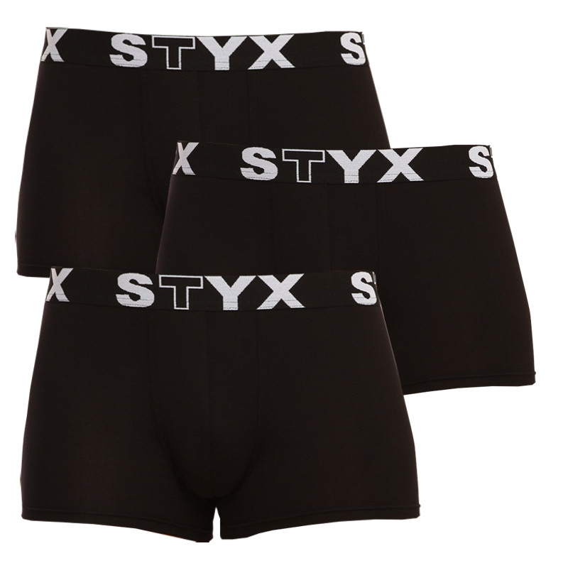 E-shop 3PACK pánské boxerky Styx sportovní guma černé