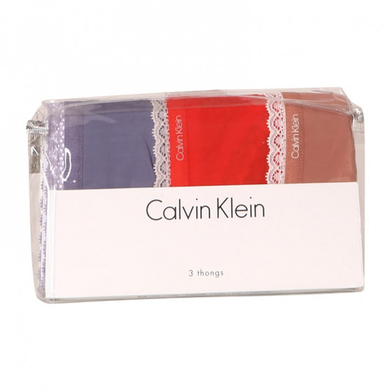 3PACK dámská tanga Calvin Klein vícebarevné (QD3802E-147)