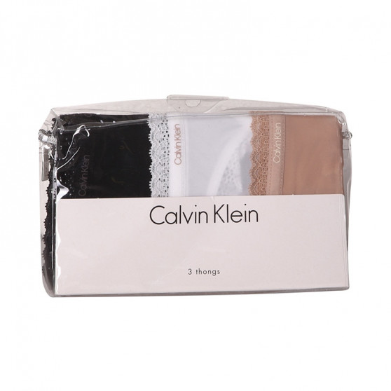 3PACK dámská tanga Calvin Klein vícebarevné (QD3802E-FIY)