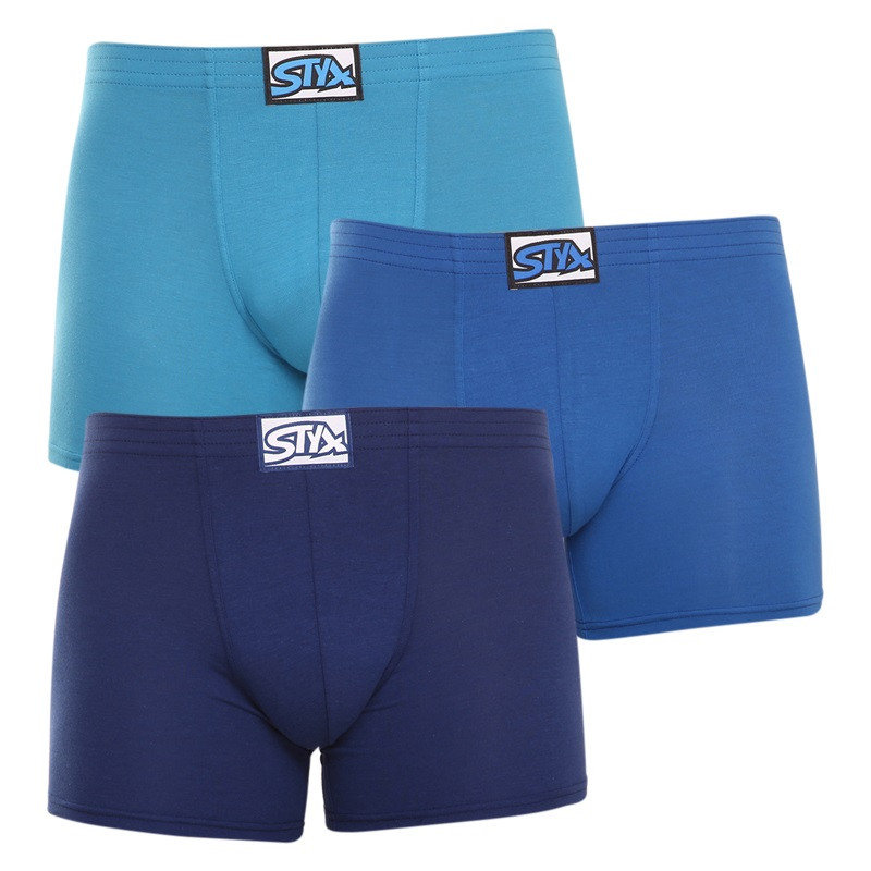 E-shop 3PACK pánské boxerky Styx long klasická guma modré
