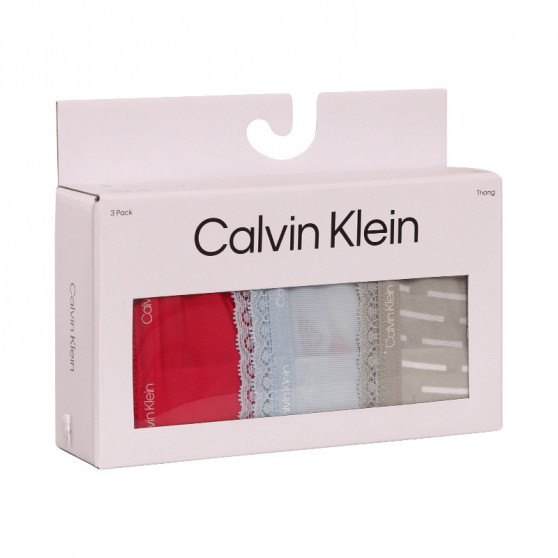 3PACK dámská tanga Calvin Klein vícebarevná (QD3802E-6VW)