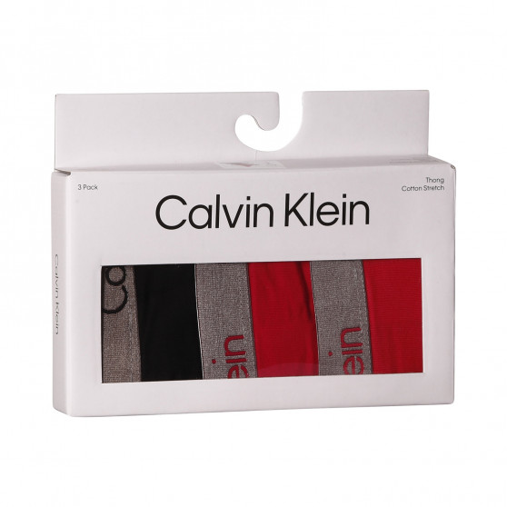 3PACK dámská tanga Calvin Klein vícebarevná (QD3560E-6VS)