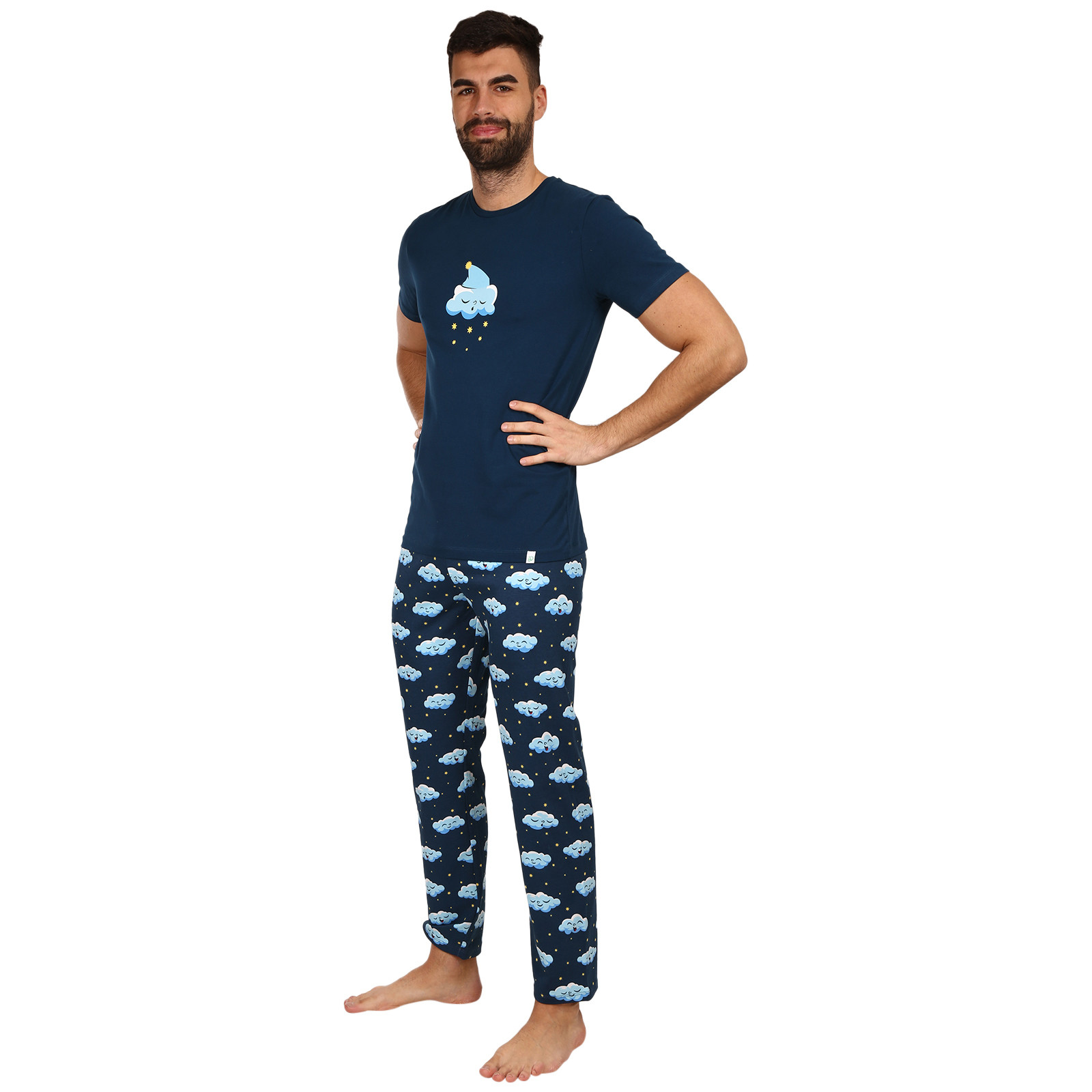 E-shop Veselé pánské pyžamo Dedoles Ospalé obláčky