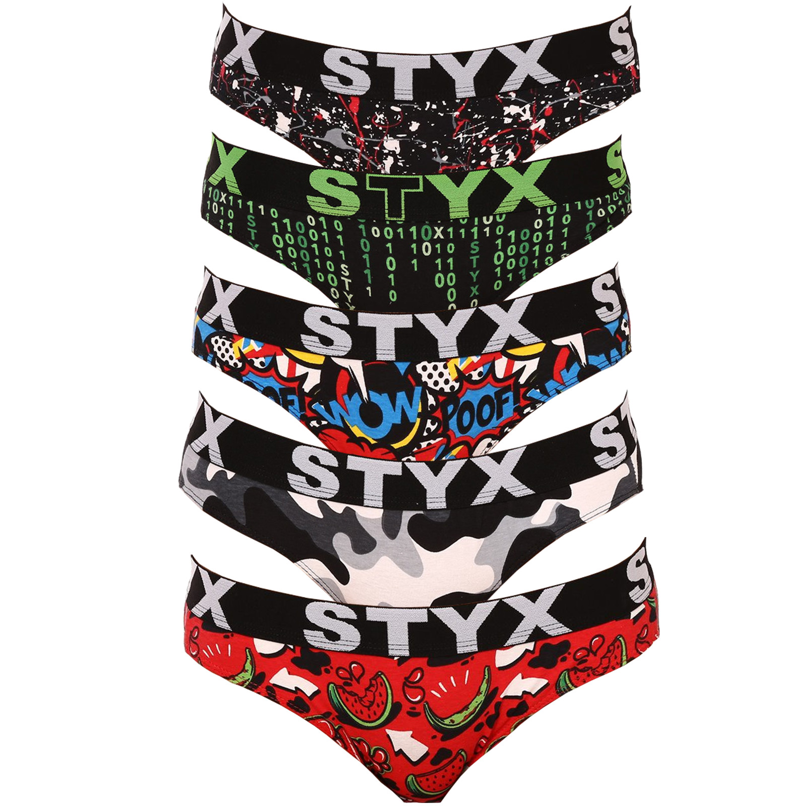 E-shop 5PACK dámské kalhotky Styx art sportovní guma vícebrevné