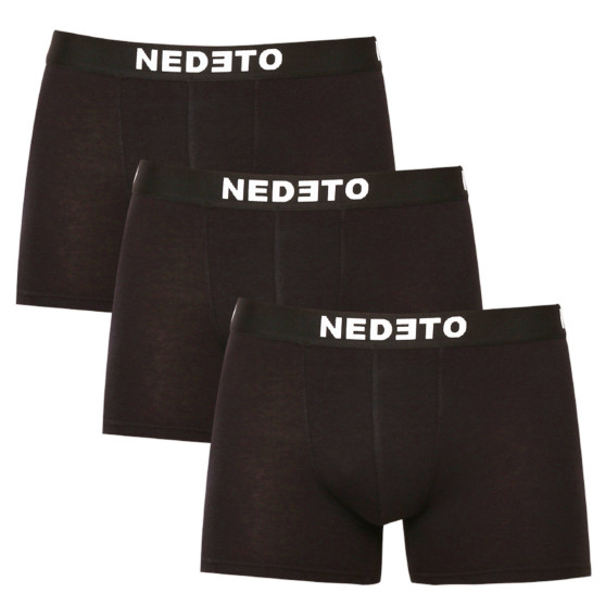 3PACK pánské boxerky Nedeto černé (3NDTB001-brand)