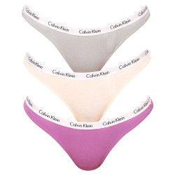 3PACK dámská tanga Calvin Klein nadrozměr vícebarevné (QD3800E-CFU)