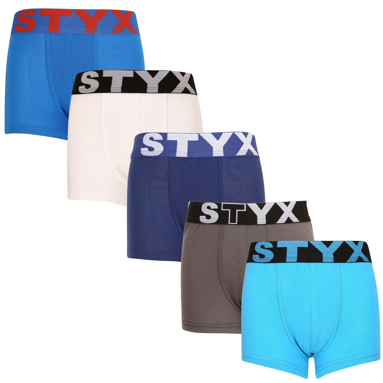 E-shop 5PACK dětské boxerky Styx sportovní guma vícebarevné