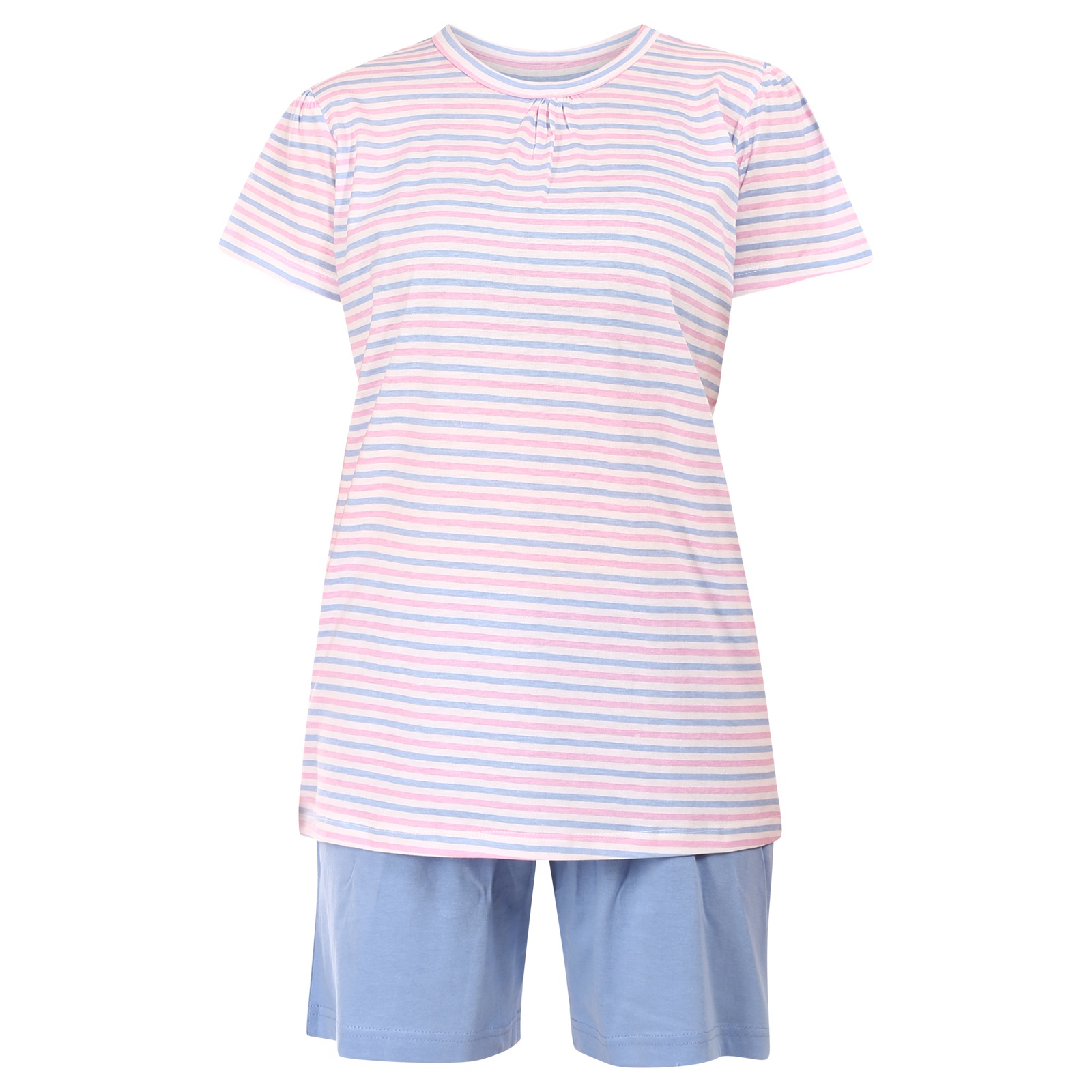 E-shop Dámské krátké pyžamo Molvy modro růžové proužky S