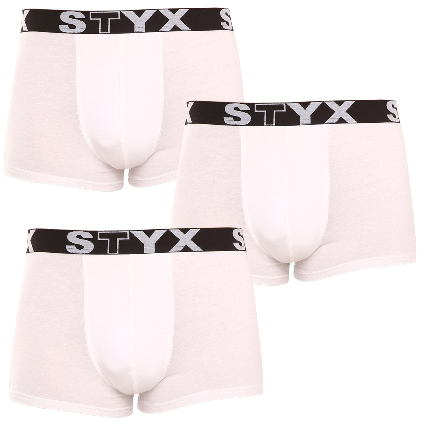 E-shop 3PACK pánské boxerky Styx sportovní guma bílé