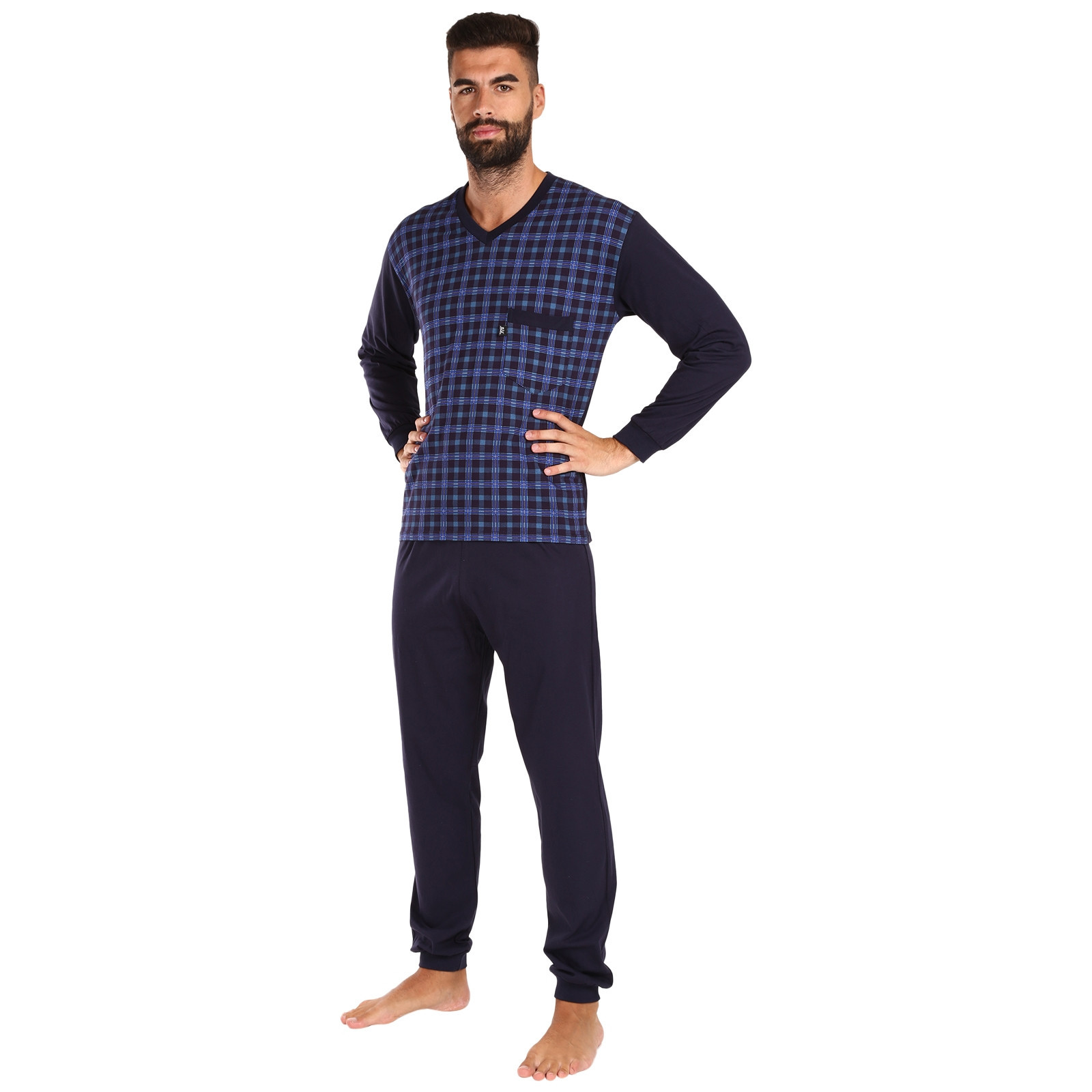 E-shop Pánské pyžamo Foltýn nadrozměr tmavě modré