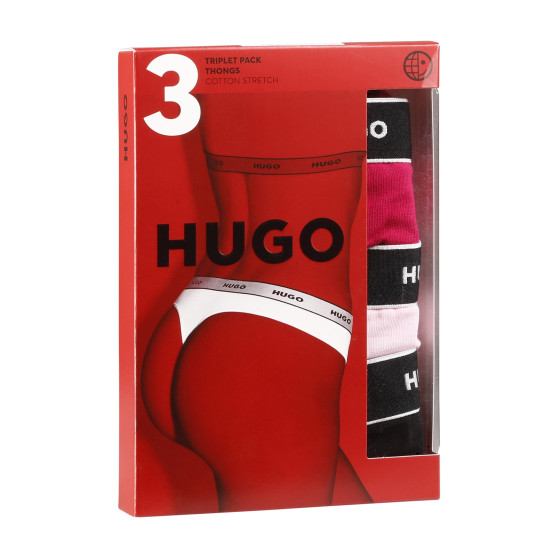 3PACK dámská tanga Hugo Boss vícebarevná (50480150 981)