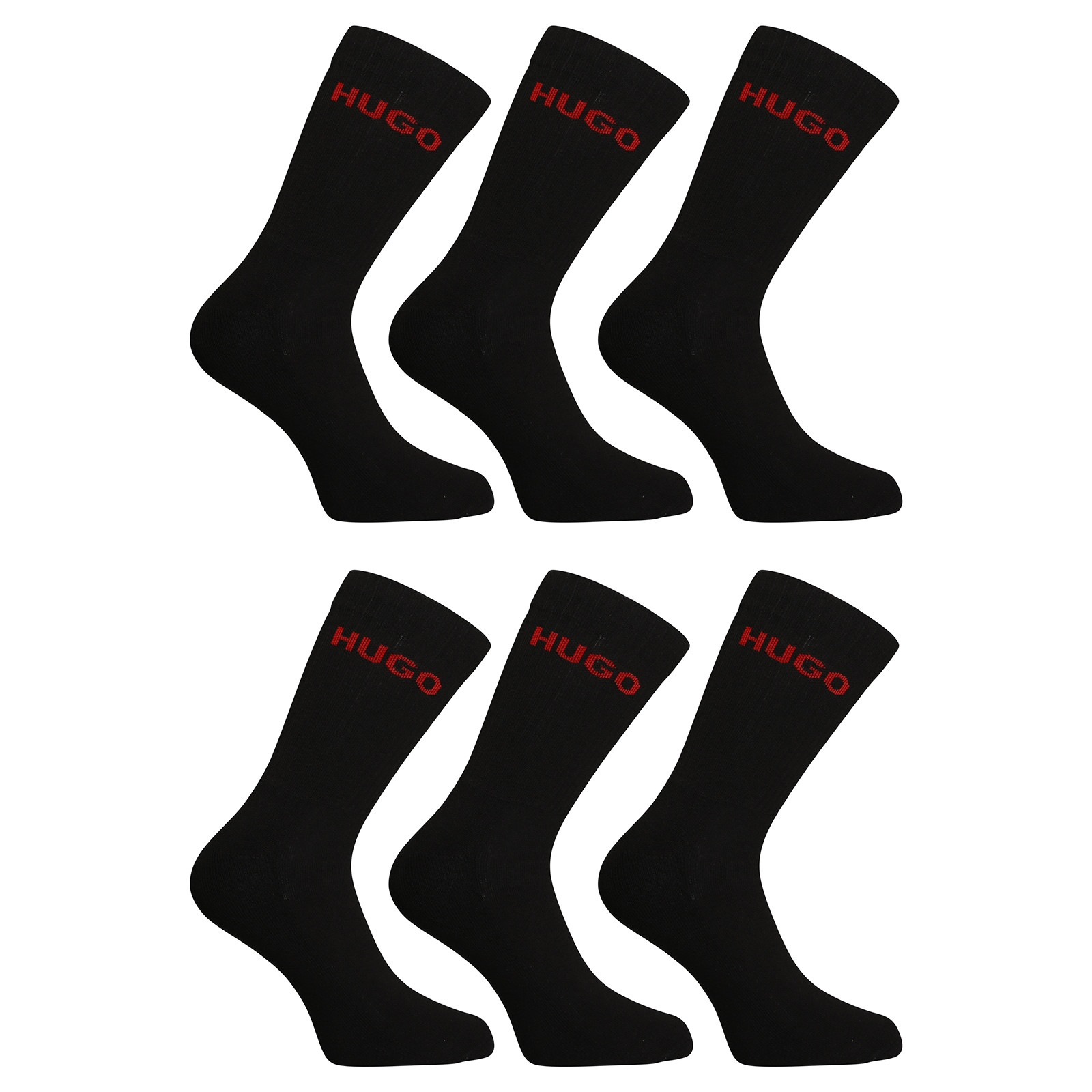 E-shop 6PACK ponožky HUGO vysoké černé