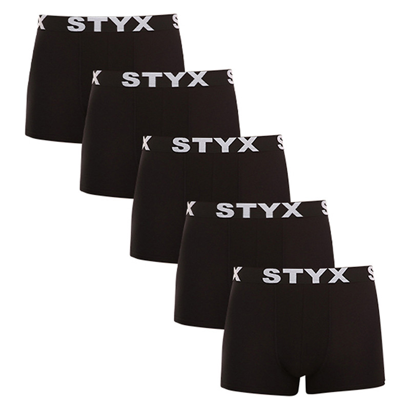 E-shop 5PACK pánské boxerky Styx sportovní guma černé