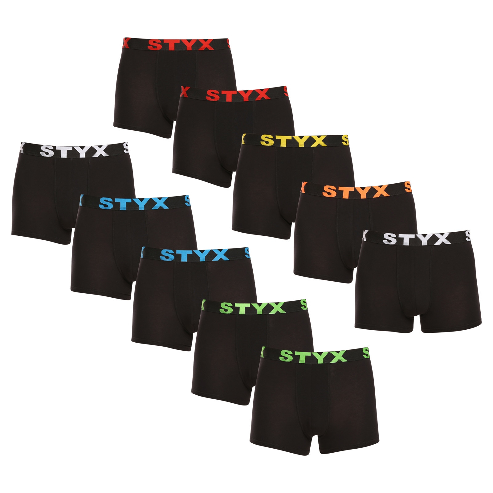 E-shop 10PACK pánské boxerky Styx sportovní guma černé