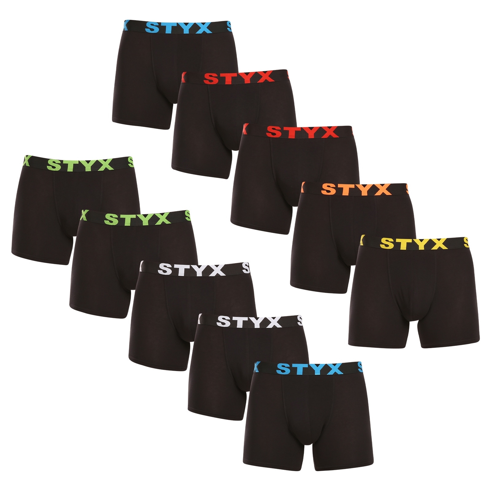 E-shop 10PACK pánské boxerky Styx long sportovní guma černé