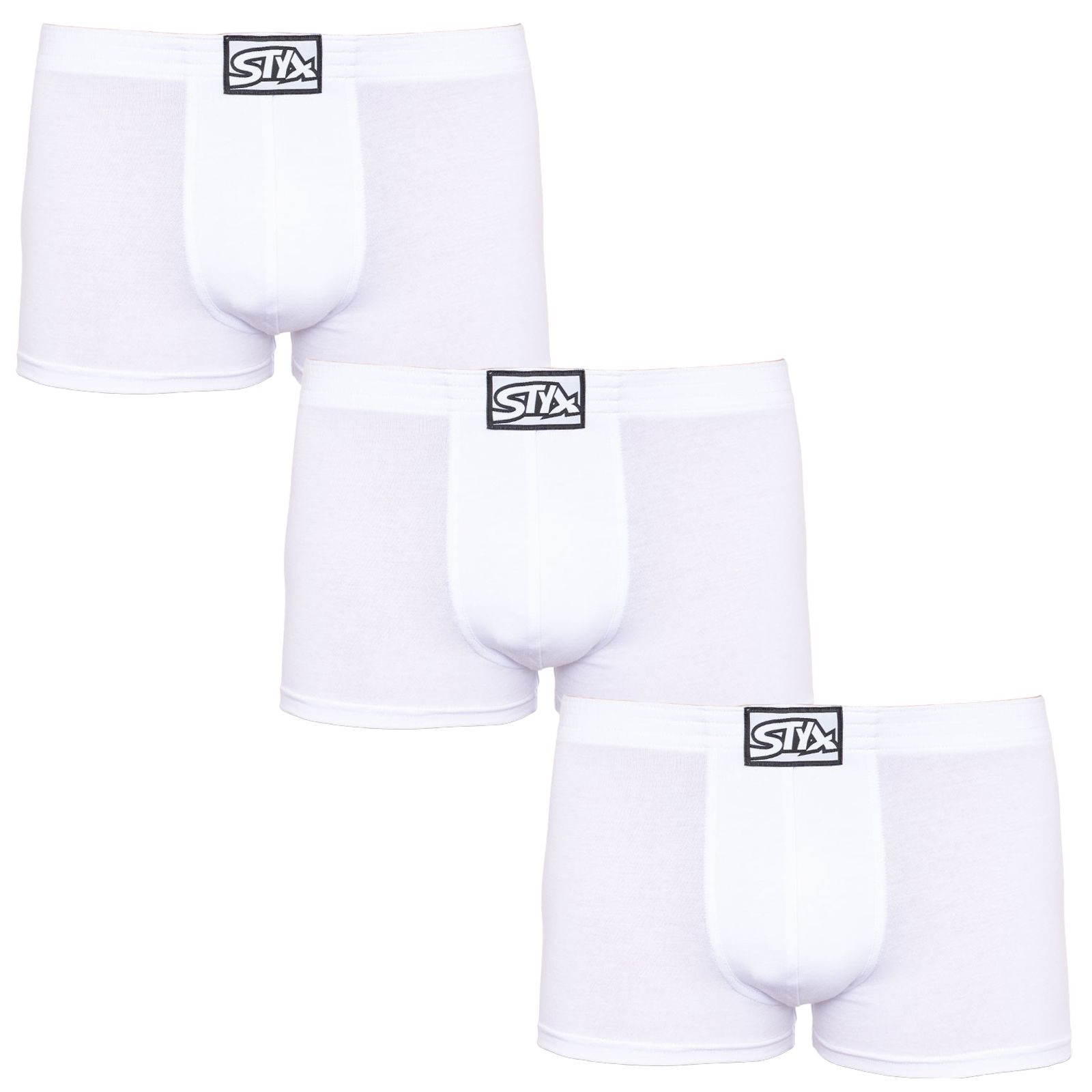 E-shop 3PACK pánské boxerky Styx klasická guma bílé