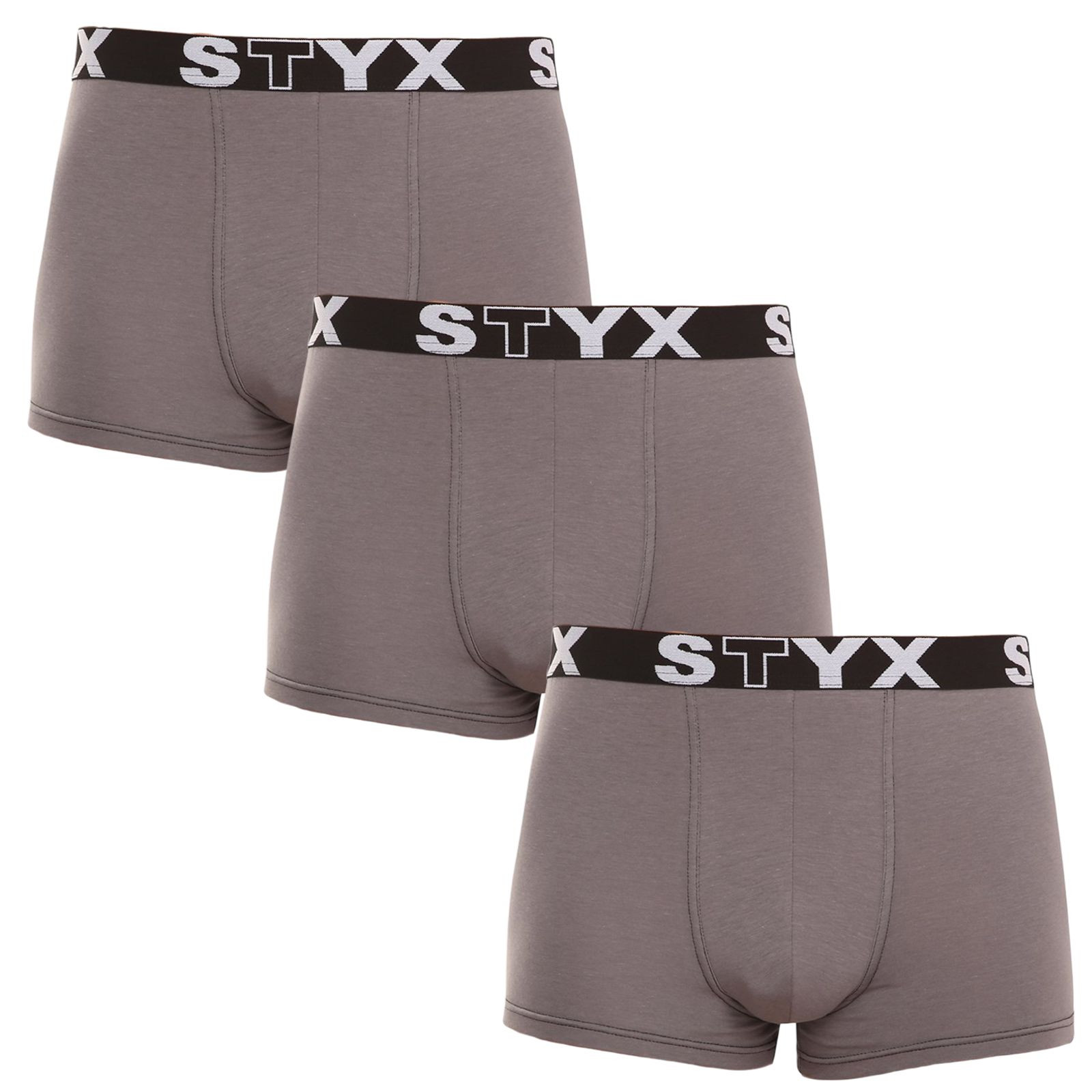 E-shop 3PACK pánské boxerky Styx sportovní guma tmavě šedé