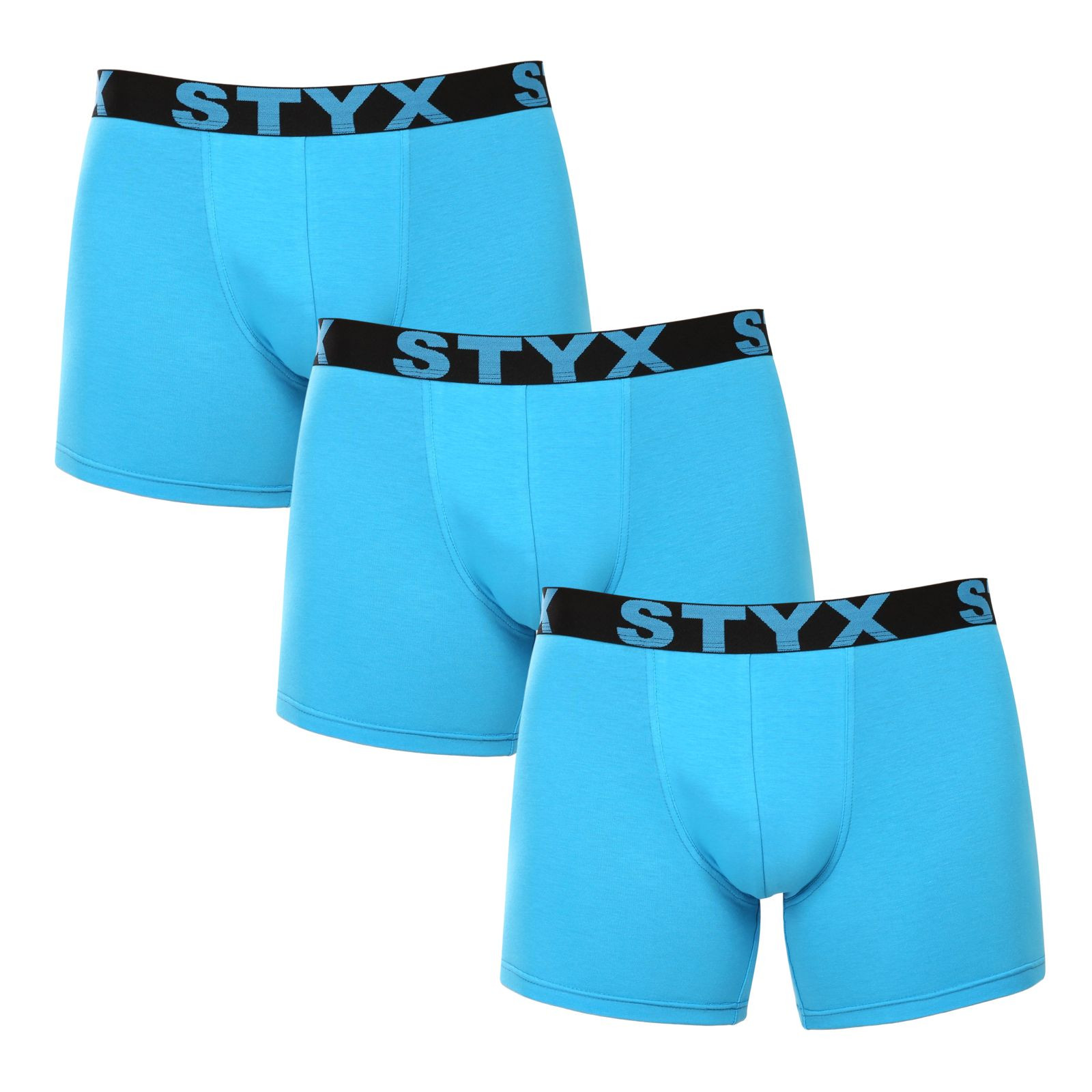 E-shop 3PACK pánské boxerky Styx long sportovní guma světle modré