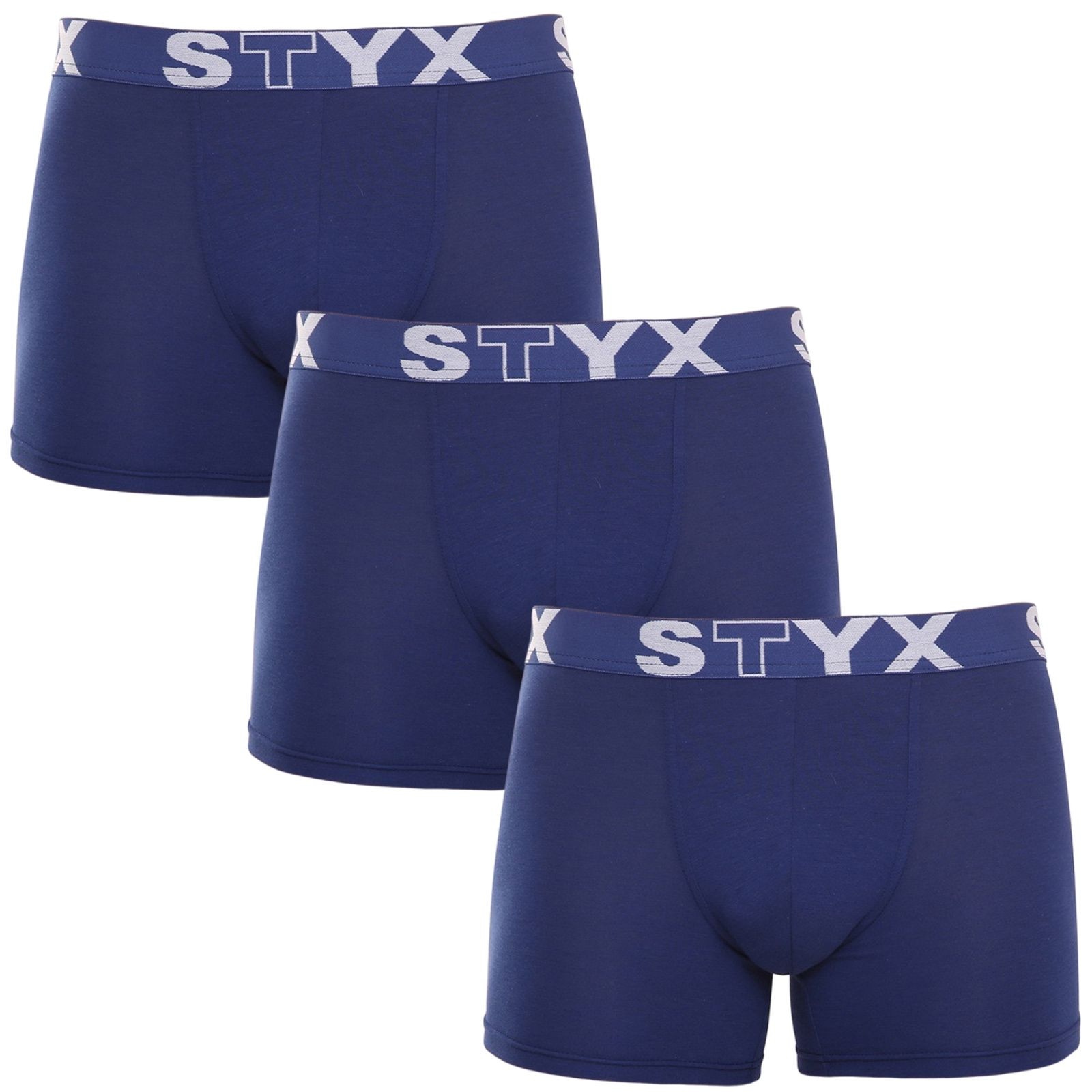 E-shop 3PACK pánské boxerky Styx long sportovní guma tmavě modré
