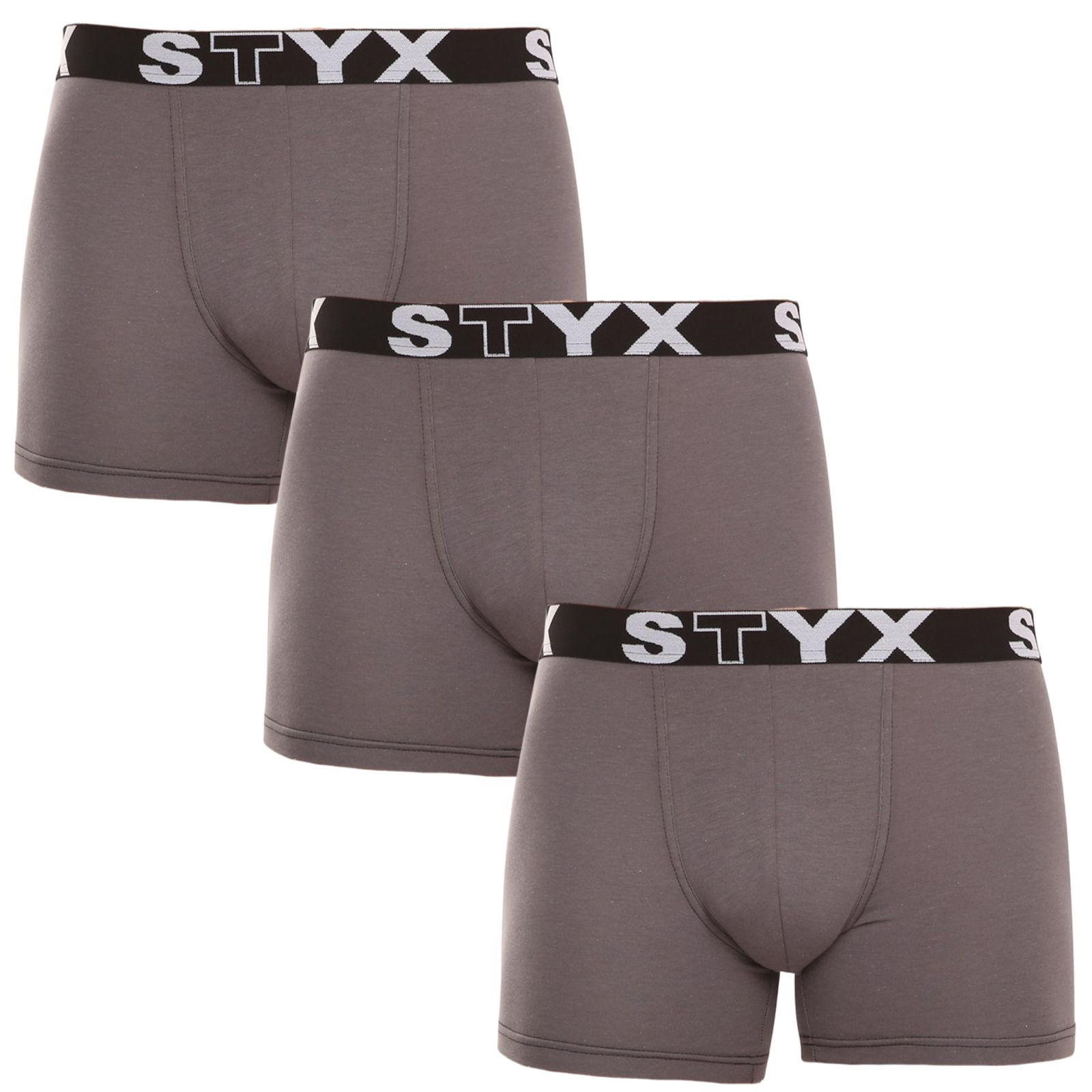 E-shop 3PACK pánské boxerky Styx long sportovní guma tmavě šedé