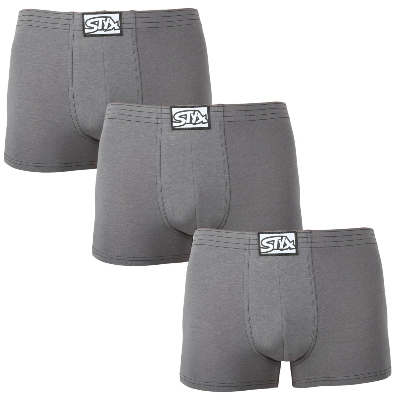 E-shop 3PACK pánské boxerky Styx klasická guma tmavě šedé