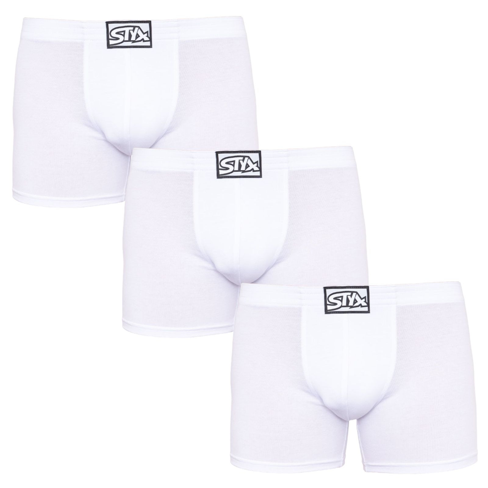 E-shop 3PACK pánské boxerky Styx long klasická guma bílé