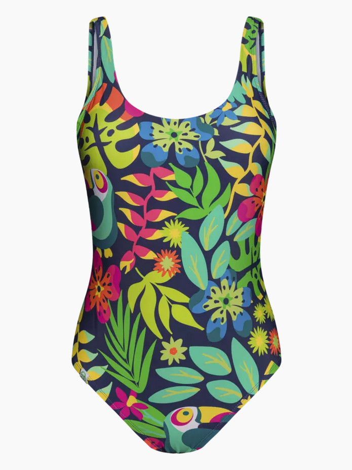 E-shop Veselé dámské jednodílné plavky Dedoles Tukan v džungli