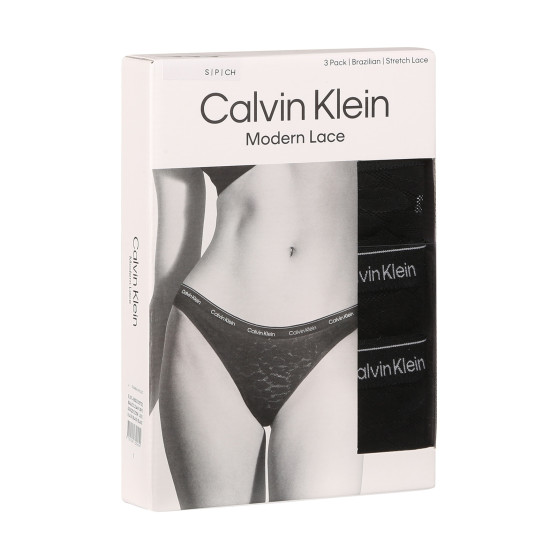 3PACK dámské kalhotky brazilky Calvin Klein černé (QD5225E-UB1)