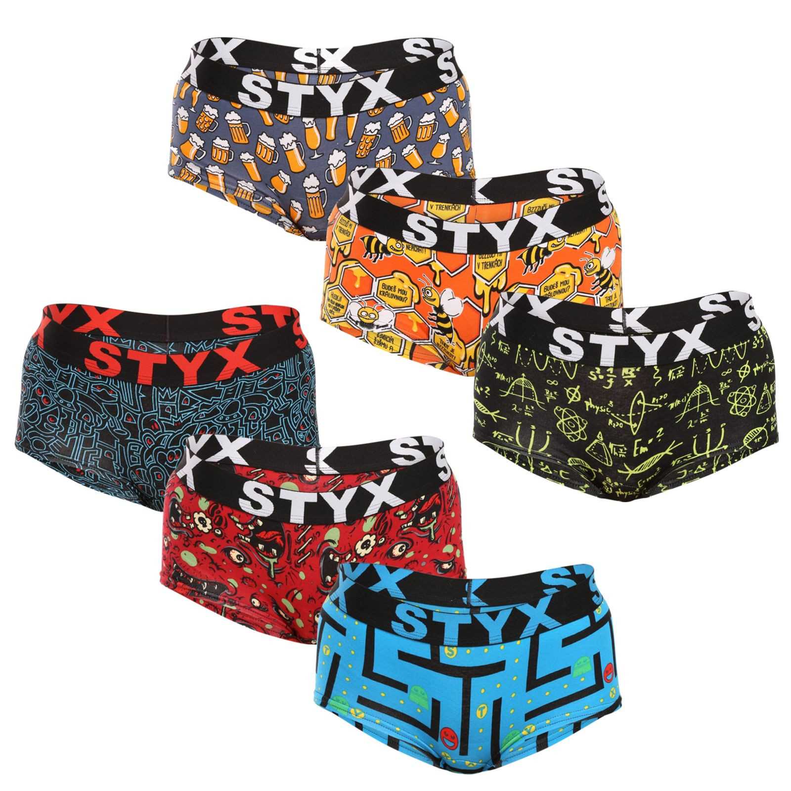 E-shop 6PACK dámské kalhotky Styx art s nohavičkou vícebarevné