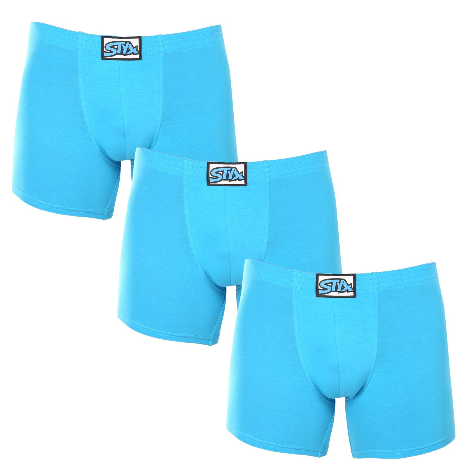 E-shop 3PACK pánské boxerky Styx long klasická guma světle modré
