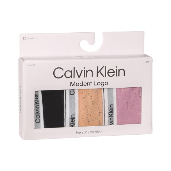 3PACK dámské kalhotky brazilky Calvin Klein vícebarevné (QD5068E-GP9)