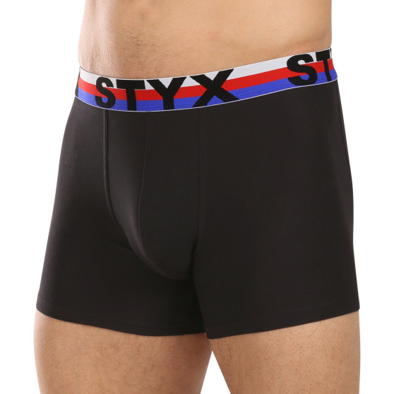 3PACK pánské boxerky Styx long sportovní guma černé trikolóra (3U1960)